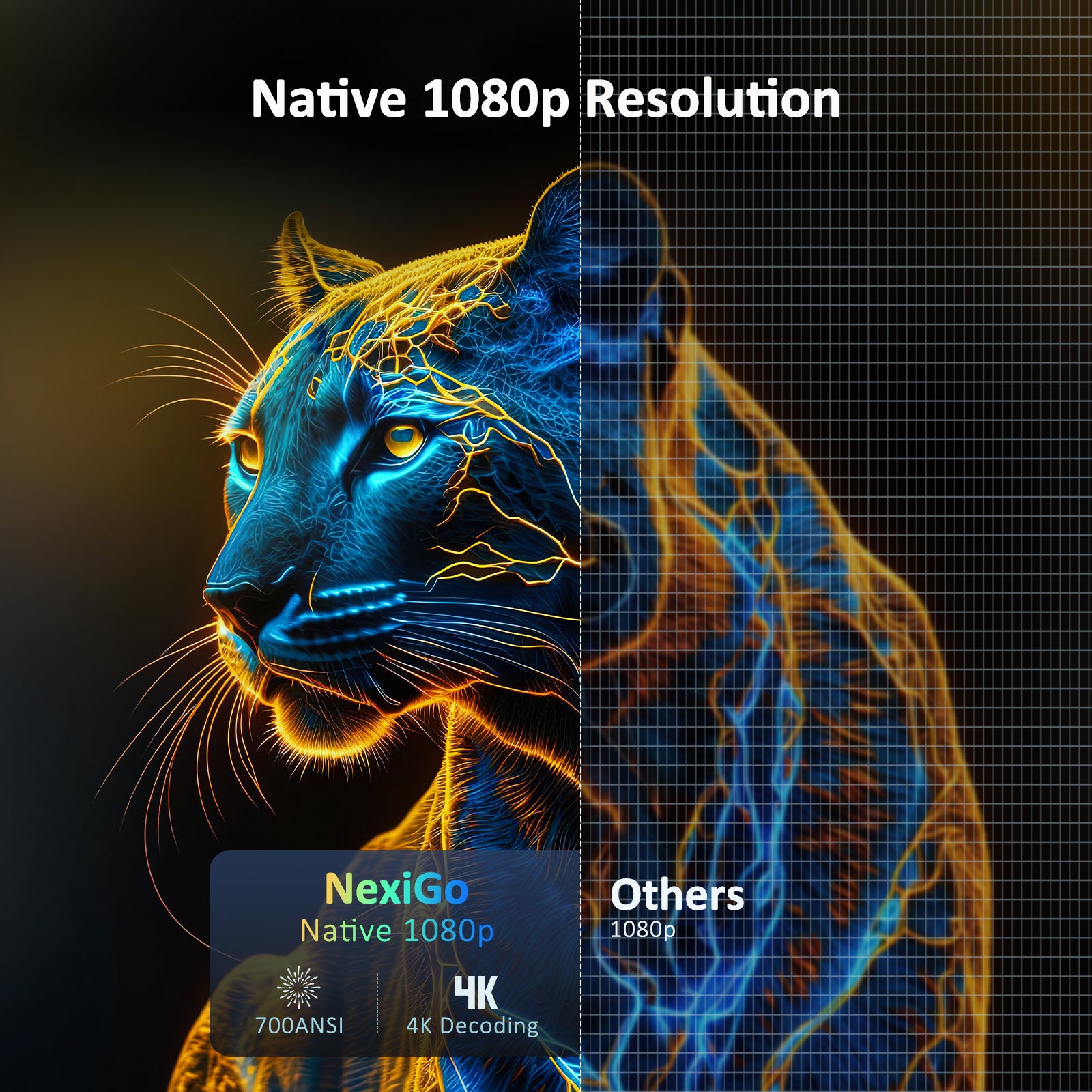 Compared to other 1080p projectors, NexiGo native 1080p resolution offers a clearer and more vivid visual experience.