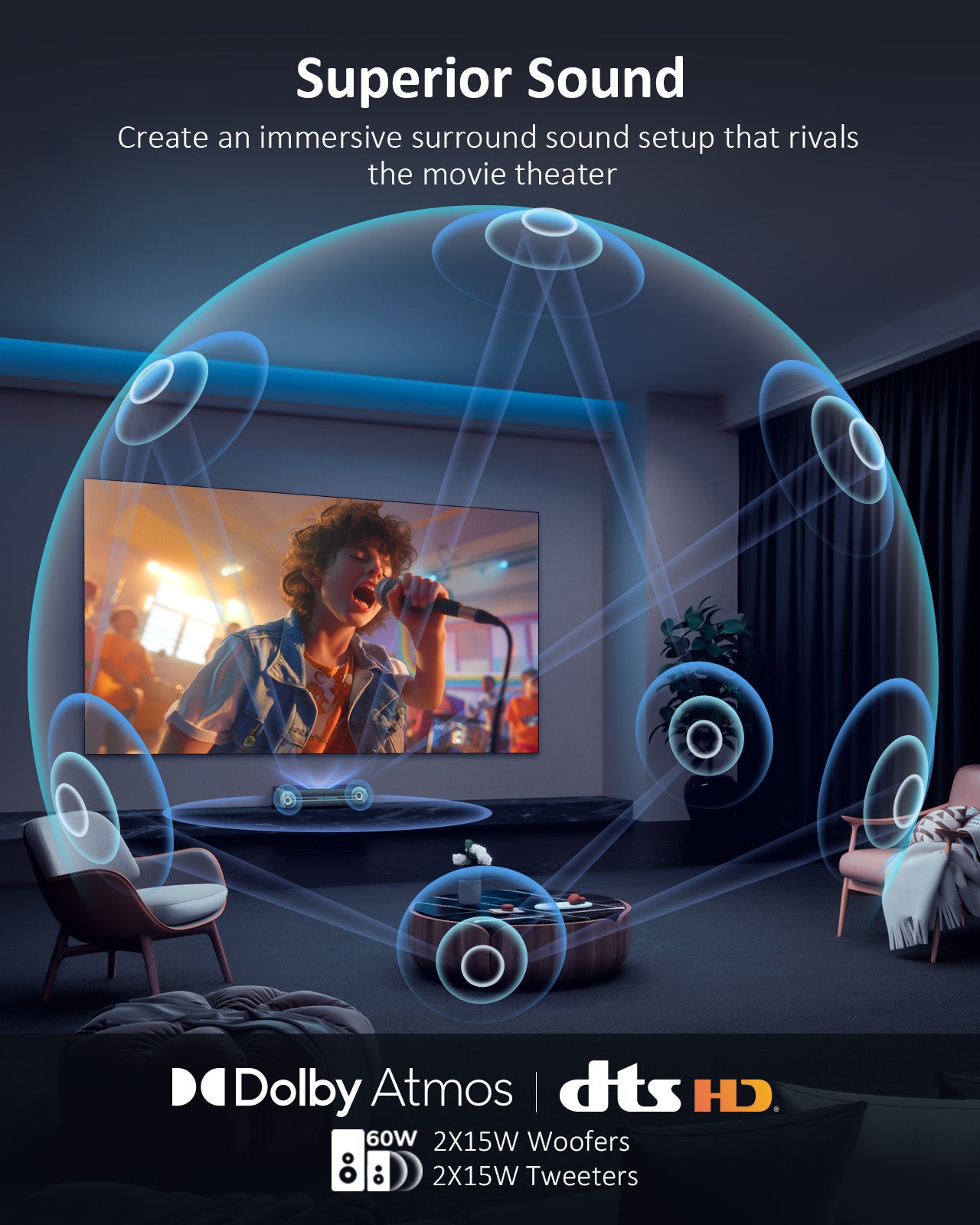 A mother and daughter use Aurora Lite to play music, enjoying Dolby Atmos immersive sound.