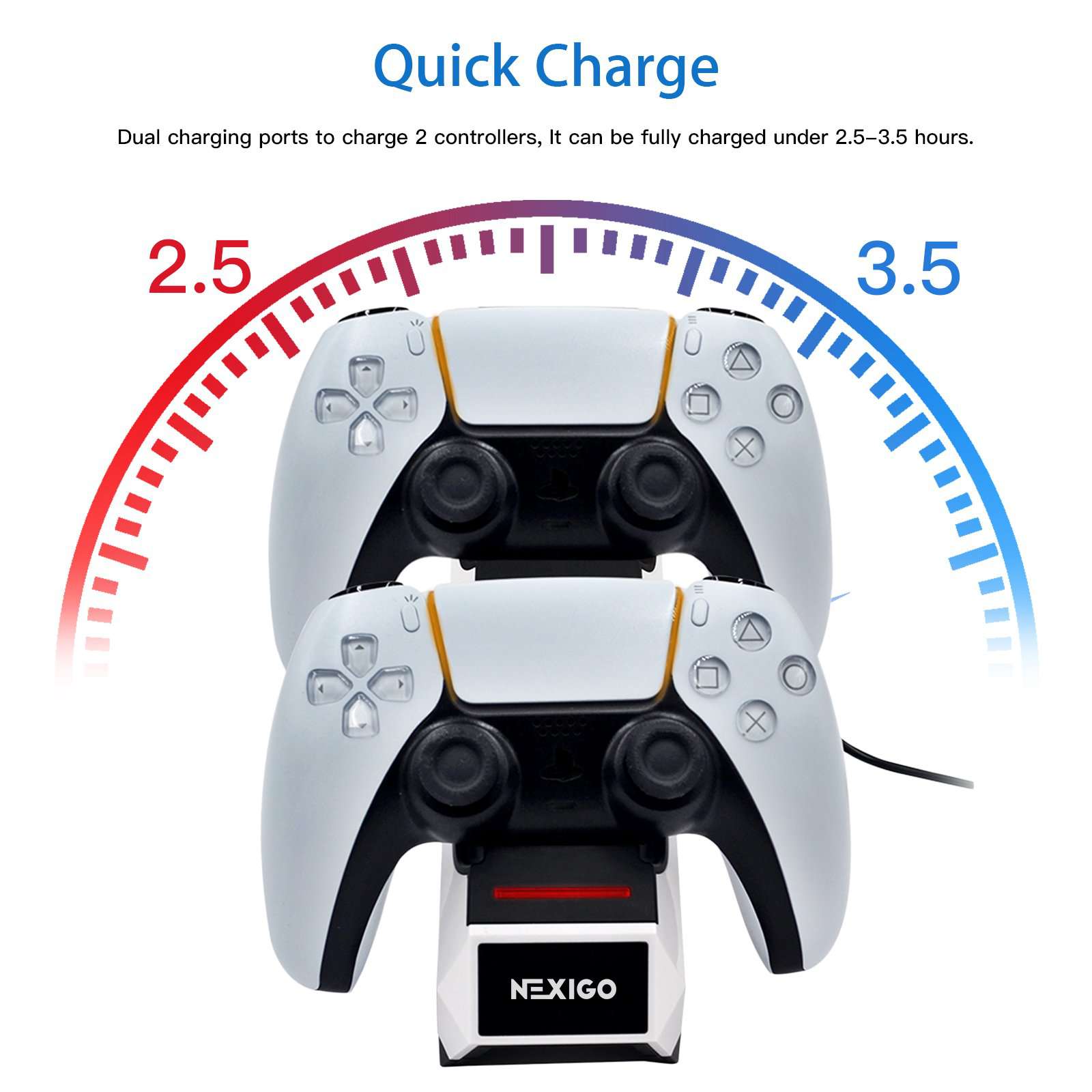 NexiGo Chargeur Manette PS5, Chargeur PS5 avec Adaptateur